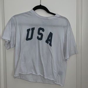 Cropped White USA Tee